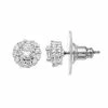 Nine West Cubic Zirconia Halo Stud Earrings Silver Tone