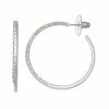 Nine West Silver Tone C Pave Hoop Earrings
