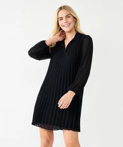 Women's Nine West Georgette Collar Pleated Dress Large Brushstroke