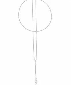 Nine West Silver Tone Simulated Crystal Multirow Necklace