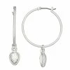 Nine West Silver Tone Click It Hoop Earrings