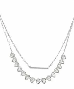 Nine West Silver Tone 2 Row Bar Cry Necklace