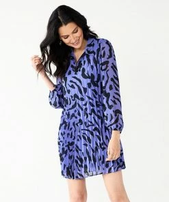 Women's Nine West Georgette Collar Pleated Dress Large Brushstroke -Nine West Shop unnamed file 533