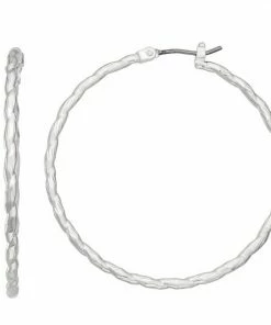 Nine West Silver Tone 40mm Tight Twist Hoop Earrings