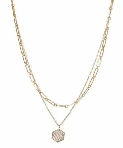 Nine West Multirow Hexagon Locket Necklace