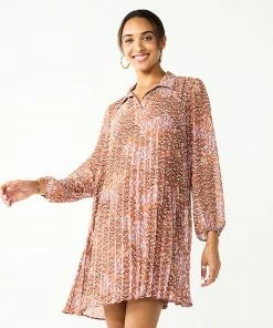 Women's Nine West Georgette Collar Pleated Dress Large Brushstroke -Nine West Shop unnamed file 534