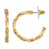 Nine West Gold Tone Twisted Post Loop Hoop Earrings