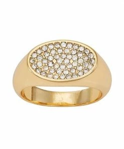 Nine West Gold Tone Pave Ring