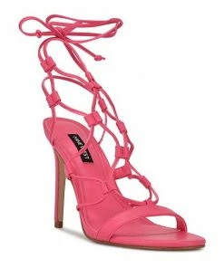 Nine West Mix Women's Ankle Wrap Dress Sandals Pink
