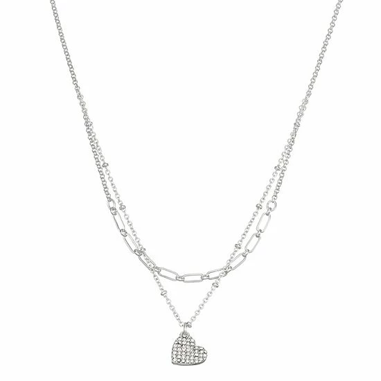 Nine West Pave Heart Multirow Necklace 1 Nine West Pave Heart Multirow Necklace