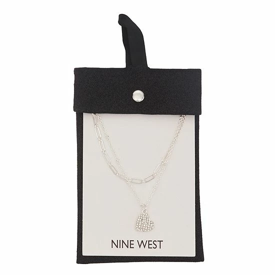 Nine West Pave Heart Multirow Necklace 2 Nine West Pave Heart Multirow Necklace - Image 2