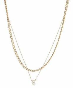 Nine West Multi-Row Initial "E" Pendant Necklace