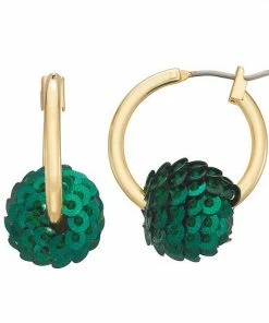 Nine West Sequins Disco Huggie Earrings Green -Nine West Shop unnamed file 5518