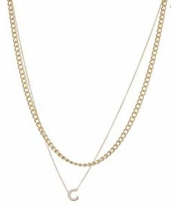 Nine West Multi-Row Initial "C" Pendant Necklace