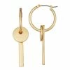 Nine West Gold Tone Click It Drop Hoop Earrings
