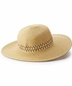 Women's Nine West Multicolor Lace Inset Floppy Hat Natural