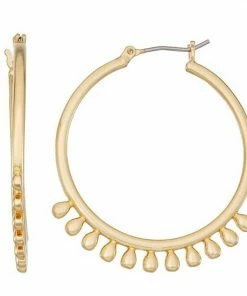 Nine West Gold Tone Shaky Click It Hoop Earrings