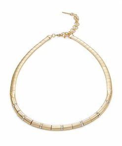 Nine West Gold Tone Simulated Crystal Pave Necklace