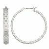Women's Nine West Silver Tone Chain Click-It Hoop Earrings