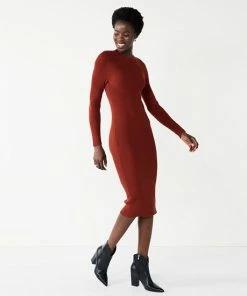 Women's Nine West Long Sleeve Crewneck Dress Signature Green -Nine West Shop unnamed file 556