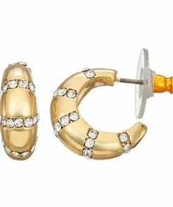 Nine West Gold Tone Huggie Hoop Earrings