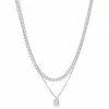 Women's Nine West Silver Tone Metal Dog Tag Chain Necklace