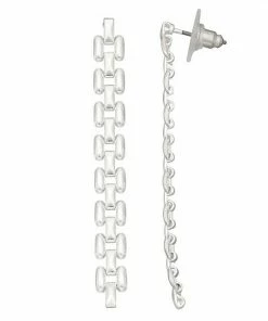 Women's Nine West Silver Tone Metal Linear Post Earrings