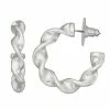Nine West Silver Tone Twisted Hoop Earrings