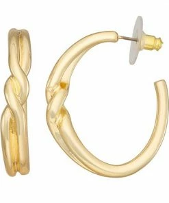 Nine West Gold Tone Braided Hoop Earrings
