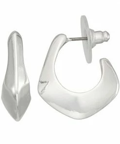 Nine West Silver Tone Geometric Hoop Earrings