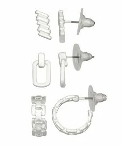 Nine West Silver Tone Metal Trio Earring Set