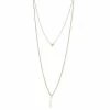 Nine West Gold Tone 2 Row Bar Pendant Necklace