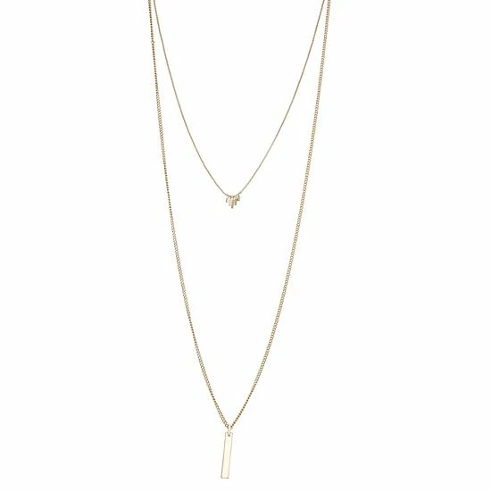 Nine West Gold Tone 2 Row Bar Pendant Necklace 1 Nine West Gold Tone 2 Row Bar Pendant Necklace