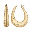 Nine West Gold Tone Crystal Oval Hoop Earrings
