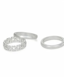 Women's Nine West Silver Tone Metal Chain Ring Set