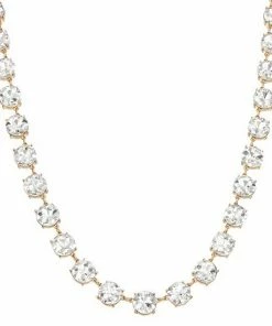 Nine West Gold Tone Crystal Collar Necklace