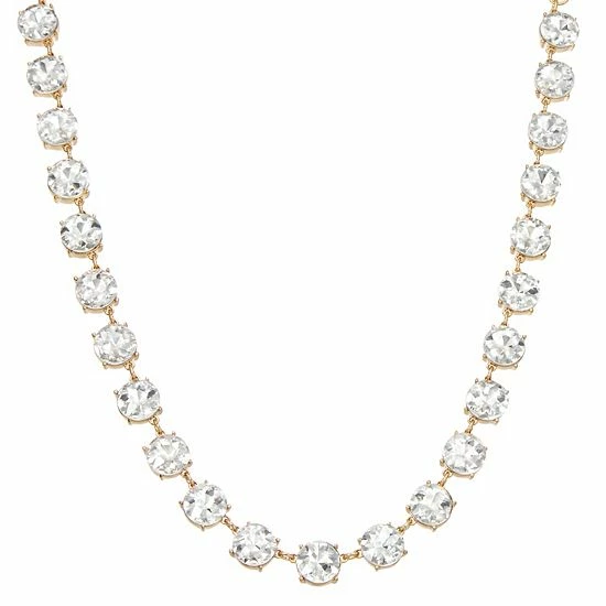 Nine West Gold Tone Crystal Collar Necklace 1 Nine West Gold Tone Crystal Collar Necklace