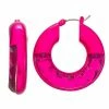Nine West Fuchsia Crystal Faceted Hoop Earrings