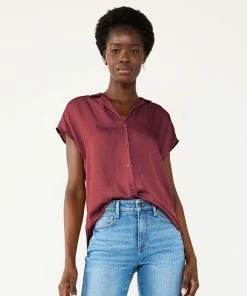 Women's Nine West Short Sleeve Easy Lapel Shirt Black -Nine West Shop unnamed file 569