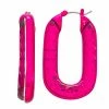 Nine West Fuchsia Crystal Faceted Oval Hoop Earrings