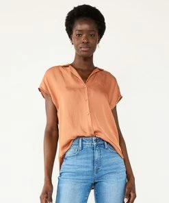 Women's Nine West Short Sleeve Easy Lapel Shirt Black -Nine West Shop unnamed file 571