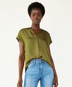 Women's Nine West Short Sleeve Easy Lapel Shirt Black -Nine West Shop unnamed file 574