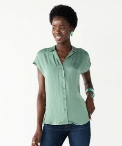 Women's Nine West Short Sleeve Easy Lapel Shirt Black -Nine West Shop unnamed file 575