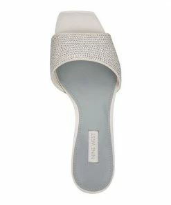 Nine West Indrah Women's Mule Sandals White Satin -Nine West Shop unnamed file 5777