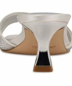 Nine West Indrah Women's Mule Sandals White Satin -Nine West Shop unnamed file 5778