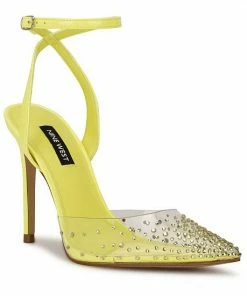 Nine West Foreva Women's Dress Pumps Clear Neon Yellow