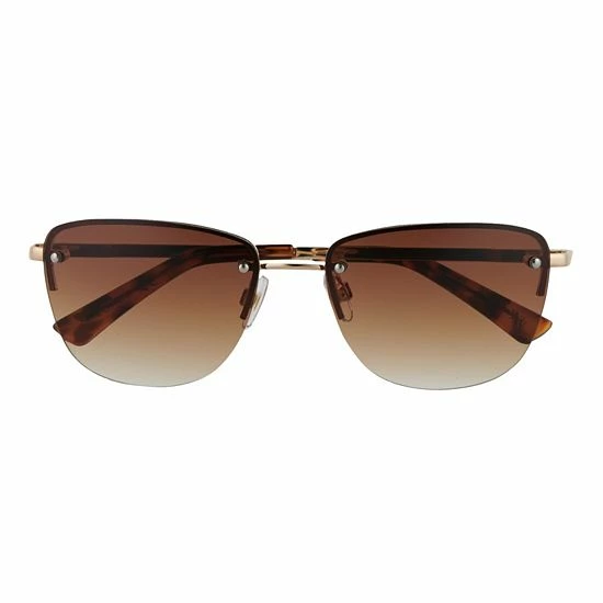 Women's Nine West 57mm Gold Frame Semi-Rimless Rectangle Sunglasses 2 Women's Nine West 57mm Gold Frame Semi-Rimless Rectangle Sunglasses - Image 2