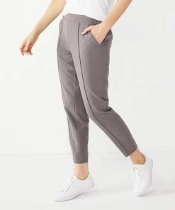 Women's Nine West Relaxed Crop Pull-On Pants Mushroom