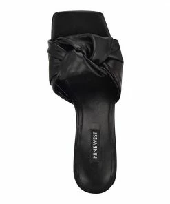 Nine West Knot Women's Heeled Slide Sandals Black -Nine West Shop unnamed file 5882