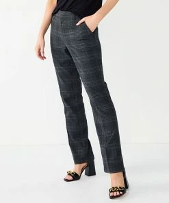 Women's Nine West Magic Waist Barely Bootcut Pants Dark Char Plaid -Nine West Shop unnamed file 59